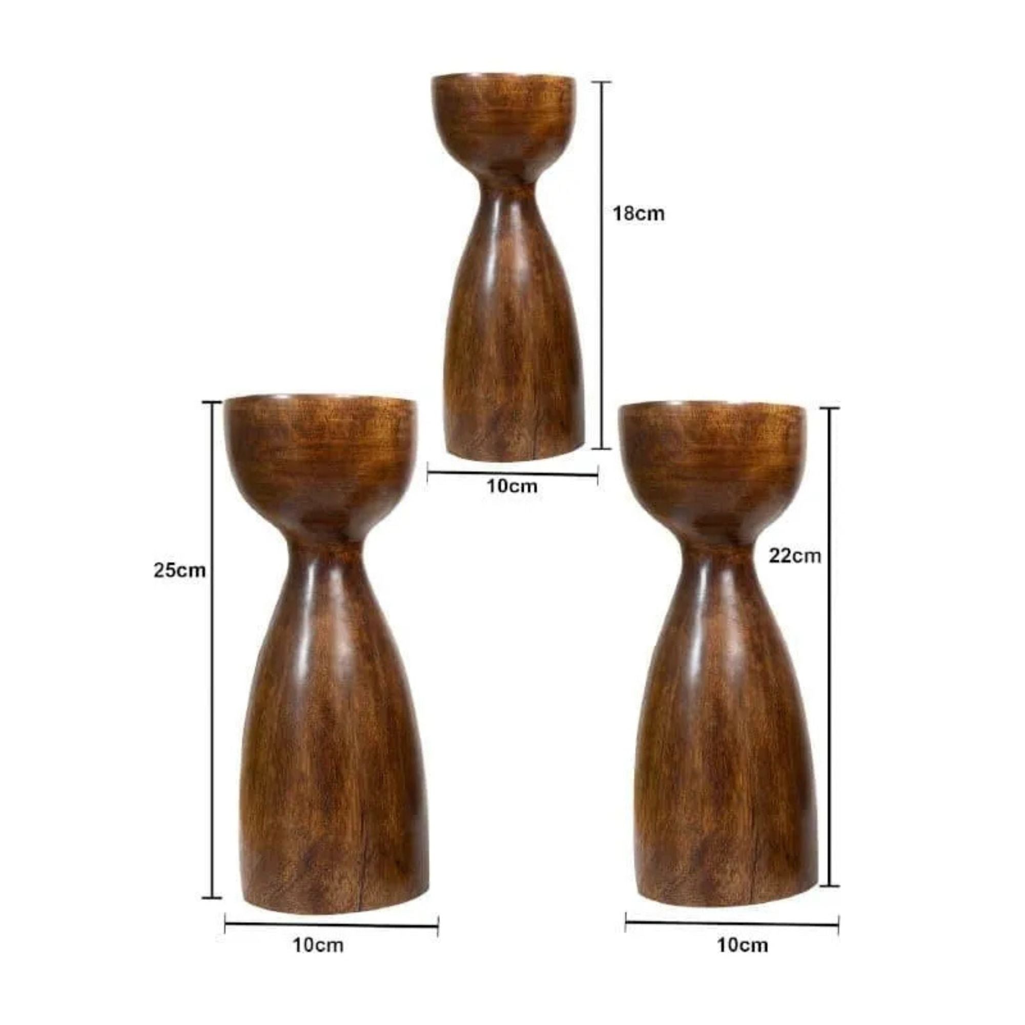 Aria Wooden Candle Stand - Set Of Three - Sarva Casa