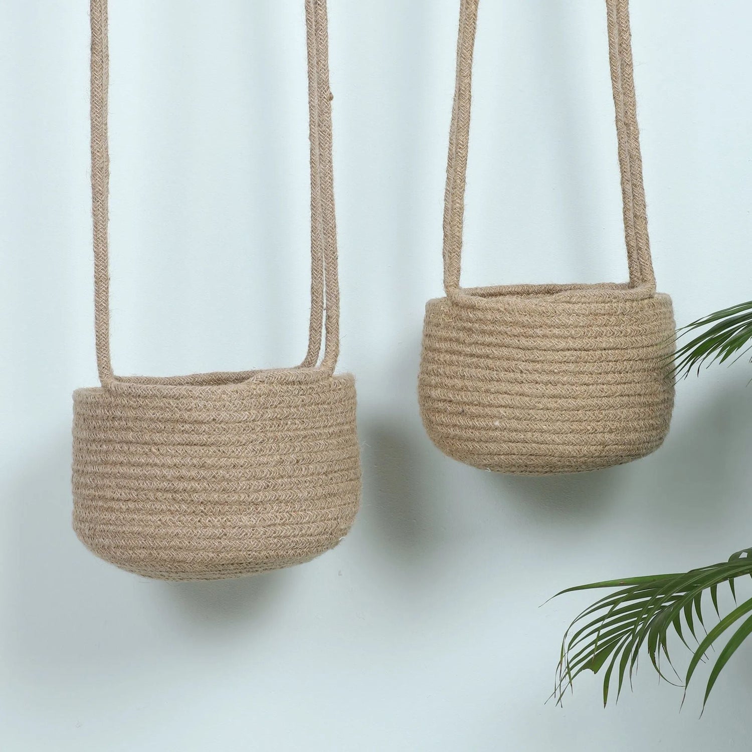 Enosha Hanging Jute Planter - Set Of Two - Sarva Casa