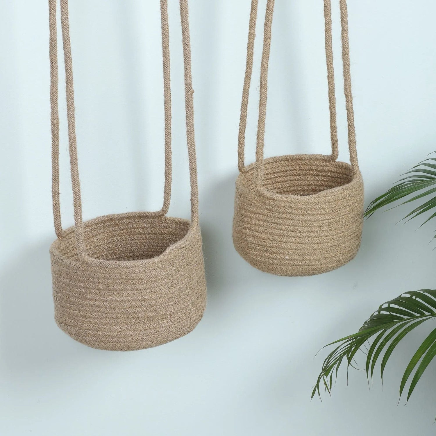 Enosha Hanging Jute Planter - Set Of Two - Sarva Casa