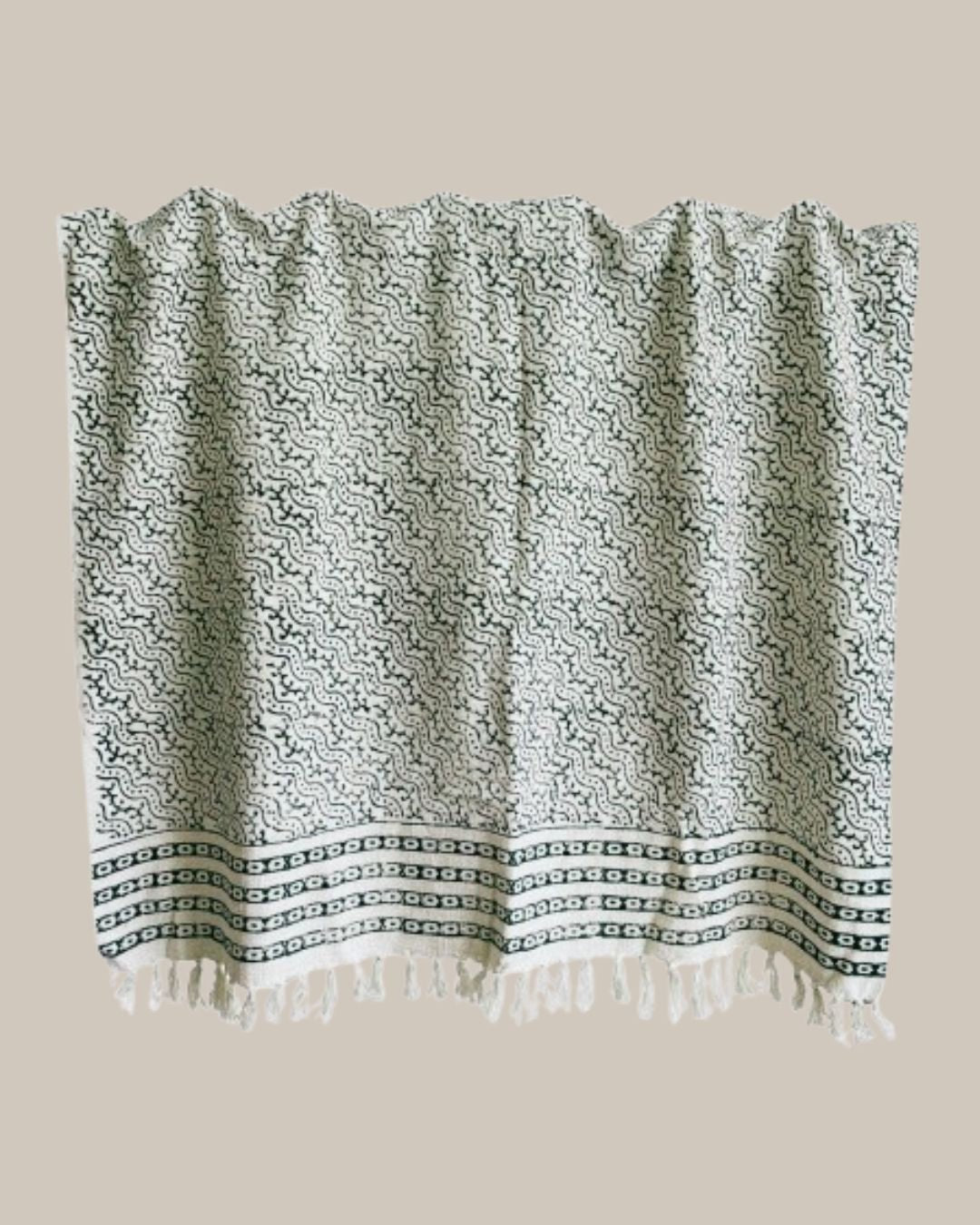 Mogra Block Printed Throw - Sarva Casa