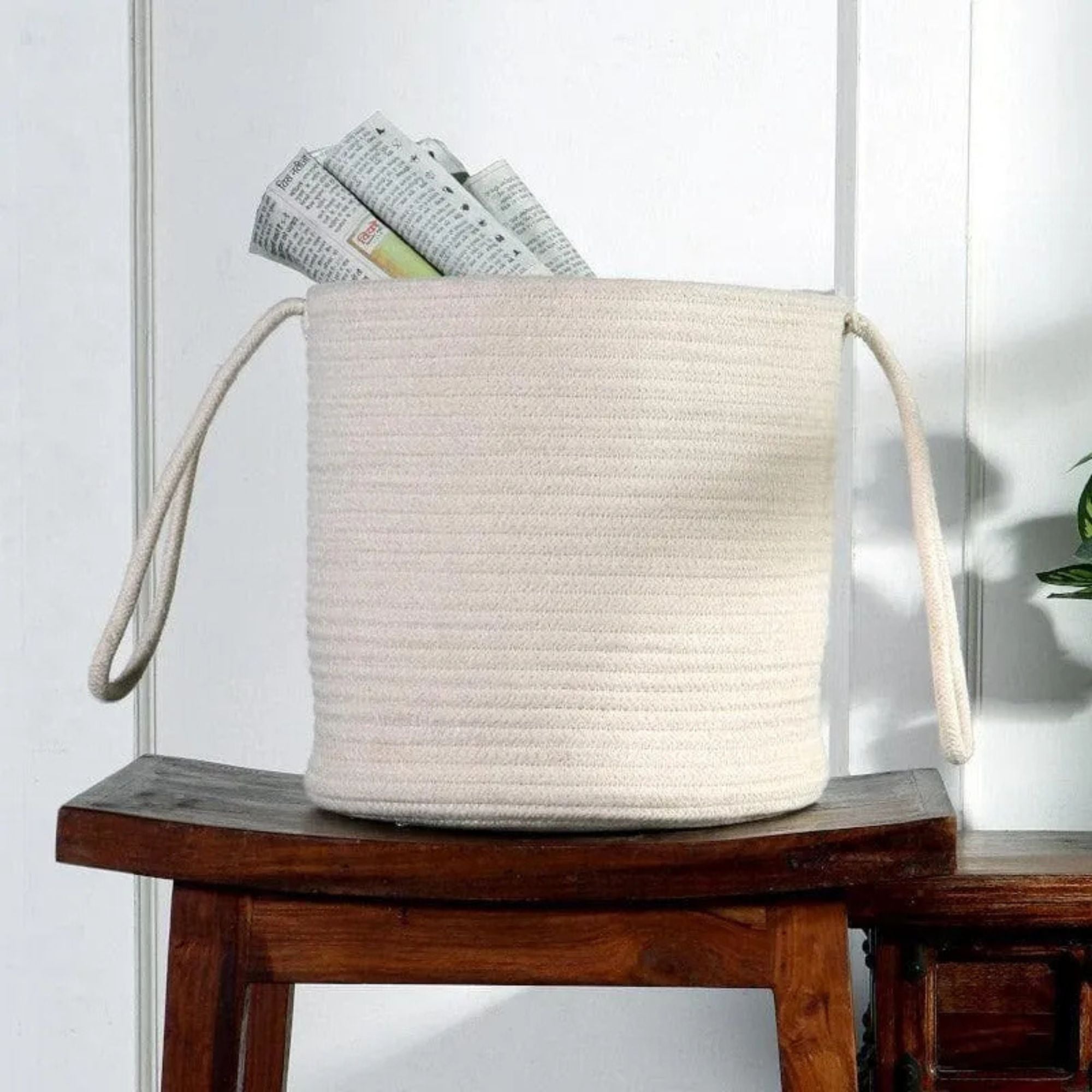 Pristine Polo Natural Fiber Basket - Sarva Casa