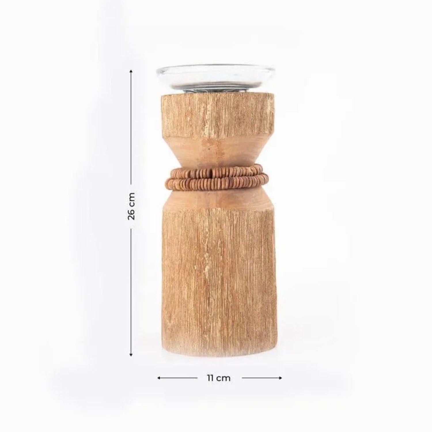 Vegona Wood Candle Holder - Light Brown - Sarva Casa