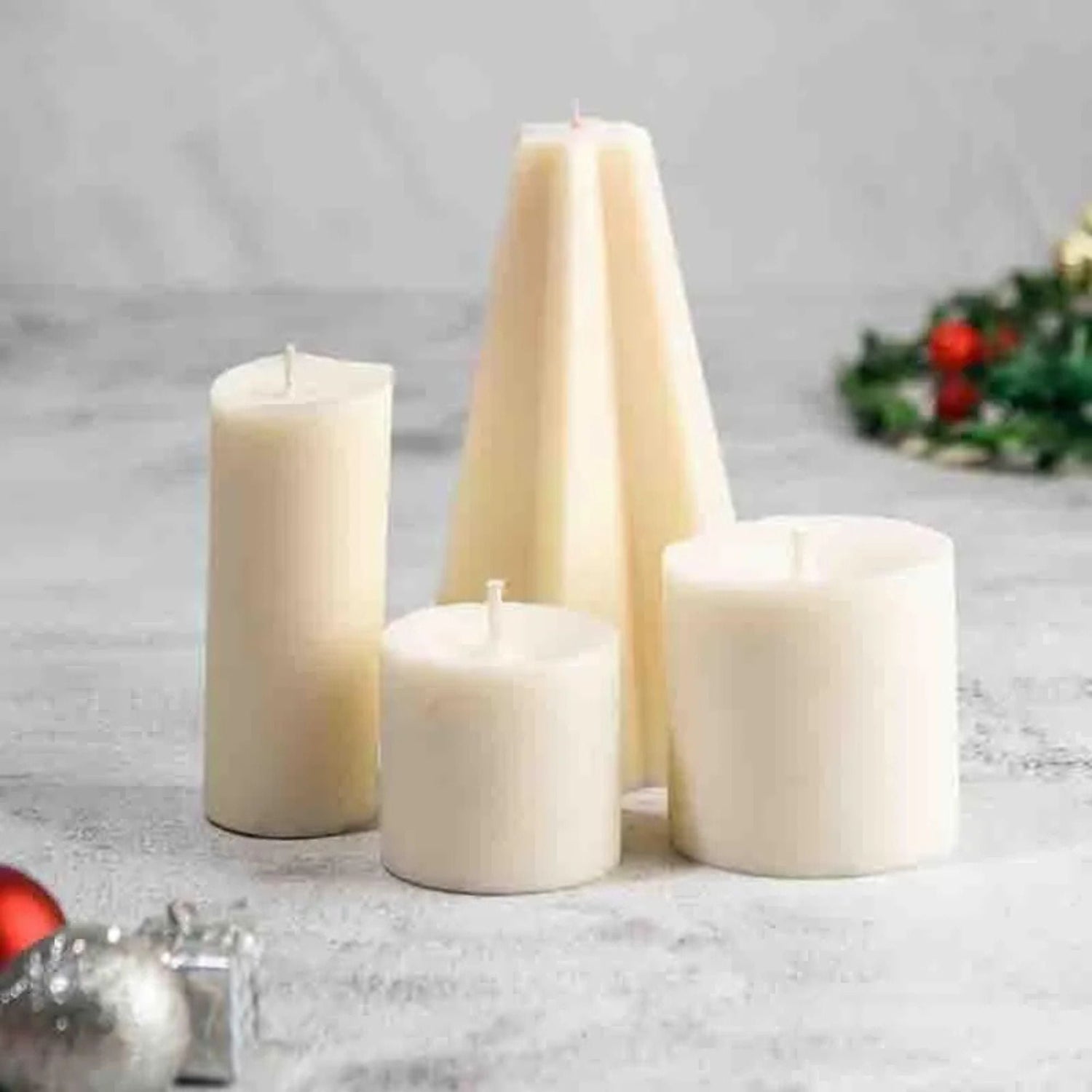 White Delight Pillar Candle - Set Of Four - Sarva Casa